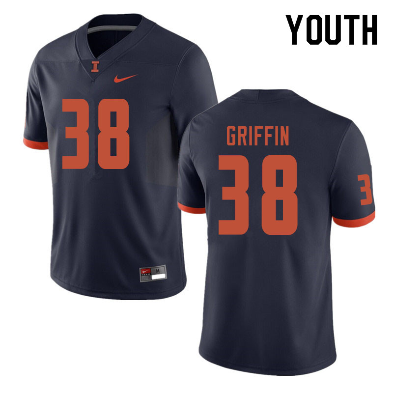 Youth #38 Caleb Griffin Illinois Fighting Illini College Football Jerseys Sale-Navy